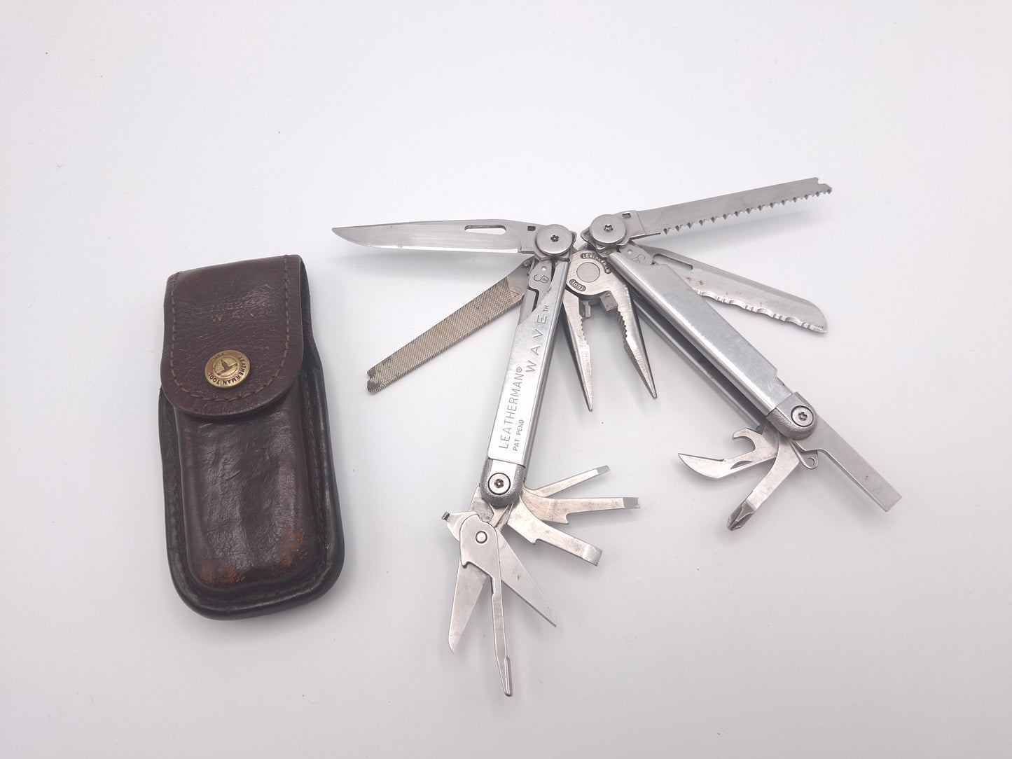 Leatherman Wave 1st Gen PAT PEND + Lederen Hoes – Grade B