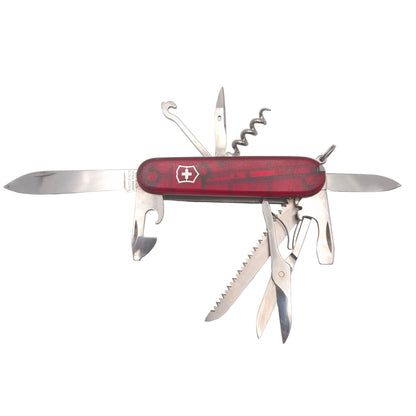 Victorinox Huntsman transparant rood met gravering– OUTLET