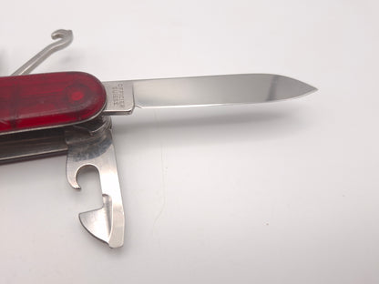 Victorinox Huntsman transparant rood met gravering– OUTLET