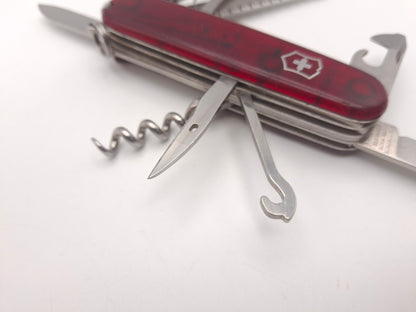 Victorinox Huntsman transparant rood met gravering– OUTLET